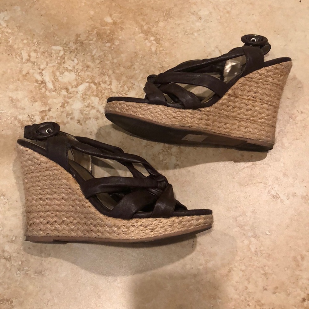 Brown heeled wedges